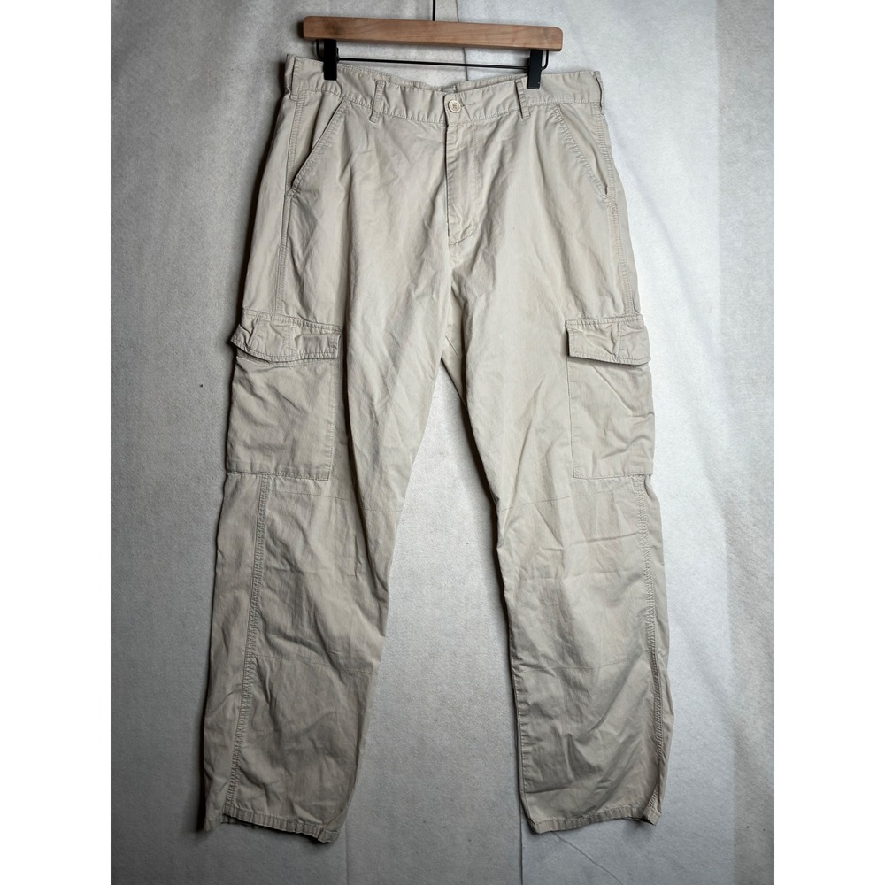 Calvin Klein Jeans Mens 36x31 Khaki Tan Corduroy Cargo Pants Straight Leg Cotton